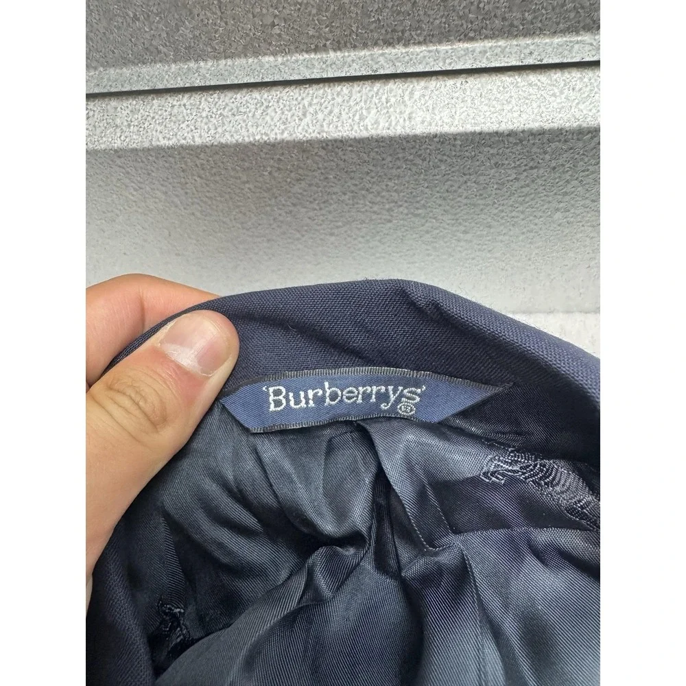 Vintage Burberrys Blazer Mens 46XL Blue Super 100s Wool Gold Buttons Jacket